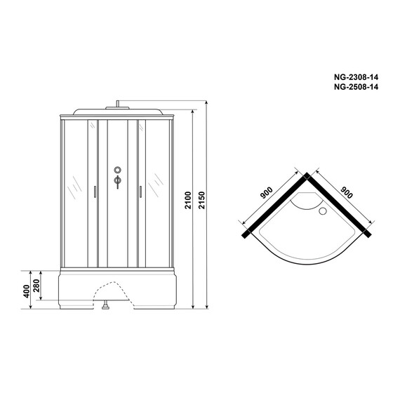 Душевая кабина Niagara Classic 90x90 см NG-2508-14, хром/тонированное(безсиликоновая сборка) фото 16