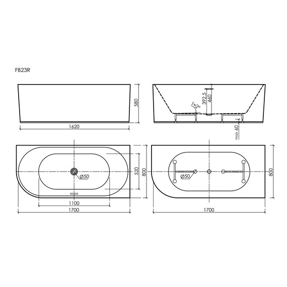 Ванна акриловая Sancos Edge 170x80 см FB23R фото 9