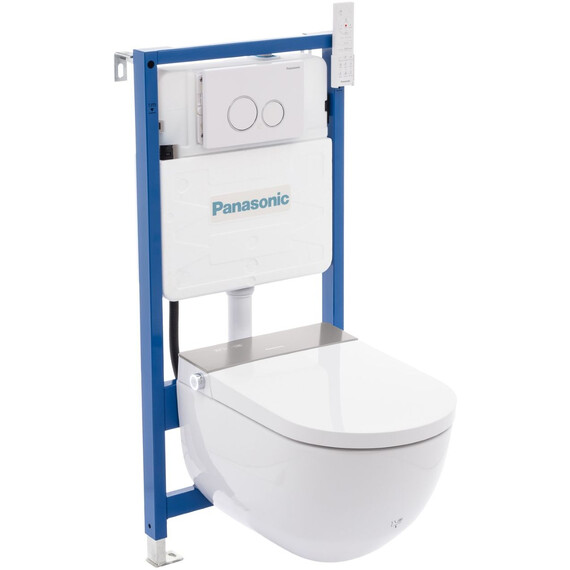 Инсталляция с подвесным унитазом комплект: Panasonic с подвесным унитазом-биде CH2730 сиденье микролифт, с кнопкой смыва белый фото 