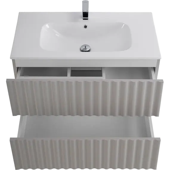 Тумба подвесная с раковиной Art&Max Elegant AM-ELEGANT-800-2C-SO-GCM-LED 80 см (раковина AM7110-80) светло-серый матовый фото 5