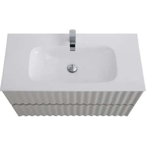 Тумба подвесная с раковиной Art&Max Elegant AM-ELEGANT-800-2C-SO-GCM-LED 80 см (раковина AM7110-80) светло-серый матовый фото 3