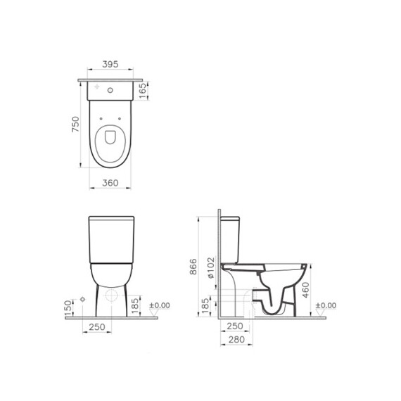 Унитаз-компакт Vitra Conforma 9899B003-7200 для людей с ограниченными возможностями, с крышкой дюропласт фото 2