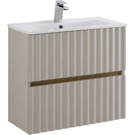 Тумба подвесная с раковиной Art&Max Elegant AM-ELEGANT-600-2C-SO-GCM-LED 60 см (раковина AM7110-60) светло-серый матовый фото 