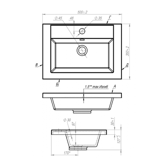Тумба подвесная с раковиной Art&Max Family-M 50 см Family-M-500-2C-SO-BO (раковина AM-LAV-500-MR-A) дуб бурбон фото 8