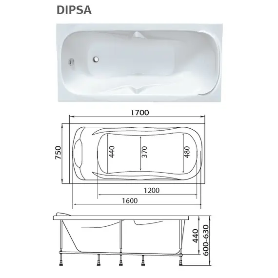 Ванна акриловая 1Marka Dipsa 170x75 см фото 11