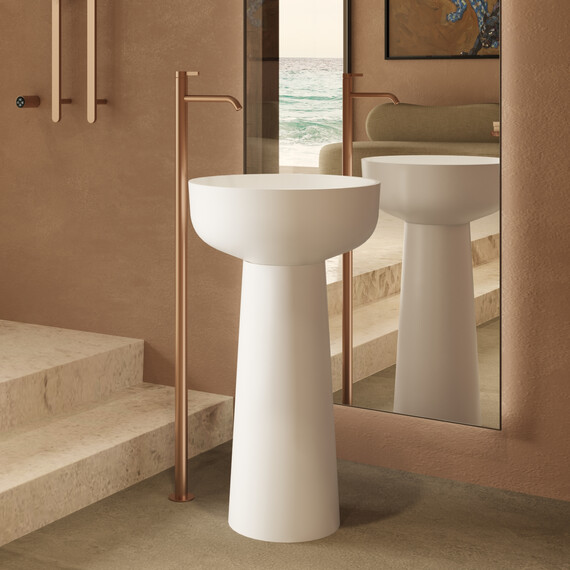 Раковина напольная Solid Surface Vincea 48 см VBS-4SP02MW, белый матовый фото 