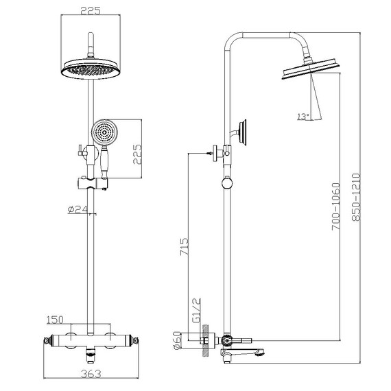 Душевая стойка BelBagno BOHEME-VSCM-CRM фото 2
