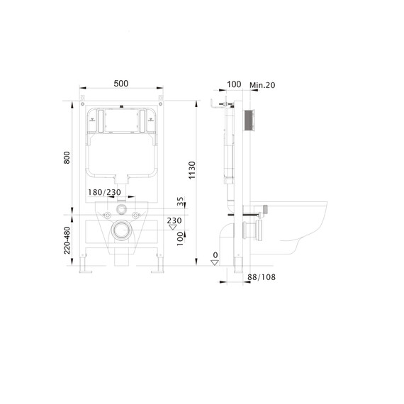 Инсталляция с подвесным унитазом комплект SET AQUATEK ВЕГА-1905-013 KK-1 (рама AQUATEK Standard INS-0000012 с клавишей KDI-0000013 и крепежом KKI-0000001 + унитаз ВЕГА AQ1905-00 с тонким сиденьем sc) фото 17