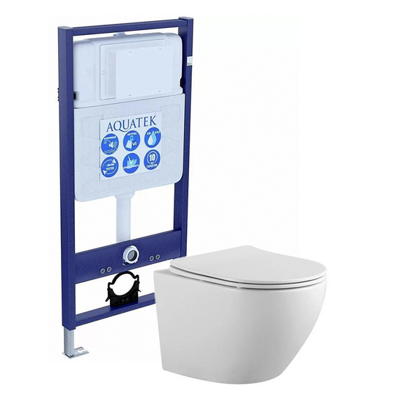 Инсталляция с подвесным унитазом комплект: Set AQUATEK ЕВРОПА (унитаз ЕВРОПА AQ1901-00 + тонкое сиденье soft-close + инсталляция Aquatek Standart 50 INS-0000012) фото 