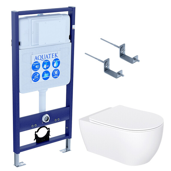 Инсталляция с подвесным унитазом комплект: Set AQUATEK ЕВРОПА New-KKI2 (инсталляция Aquatek Standard INS-0000012, унитаз ЕВРОПА AQ1106L-00, крепление к стене) фото 