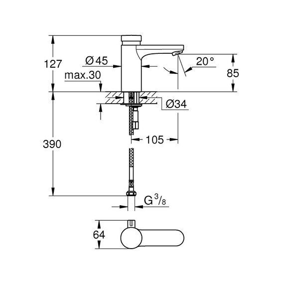 Смеситель для раковины Grohe Eurosmart Cosmopolitan 36317000 фото 6