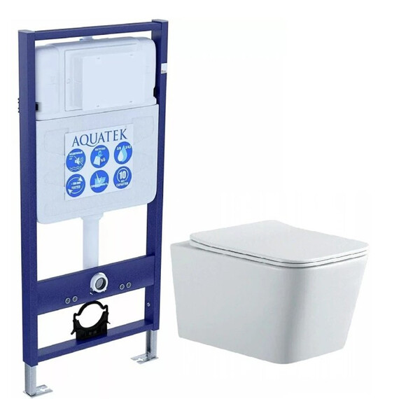 Инсталляция с подвесным унитазом комплект: Set AQUATEK ЛИБРА N cm (инсталляция Standart 50 INS-0000012 + унитаз ЛИБРА New A1148N-00 с тонким сиденьем soft-close) фото 