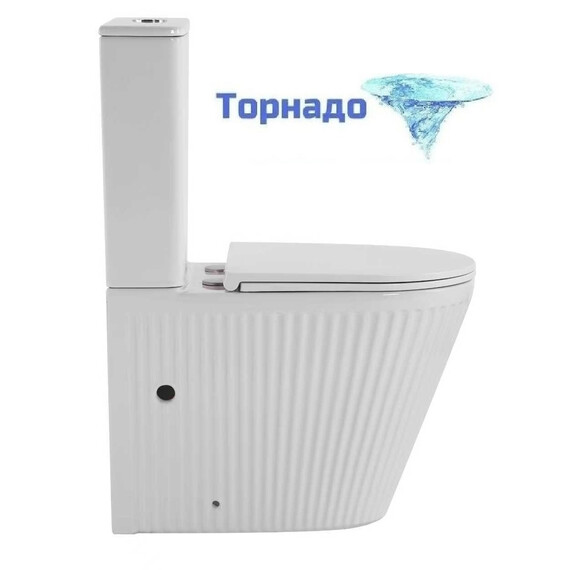 Унитаз-компакт безободковый SantiLine SL-5046 с тонкой крышкой микролифт (система смыва Торнадо) фото 