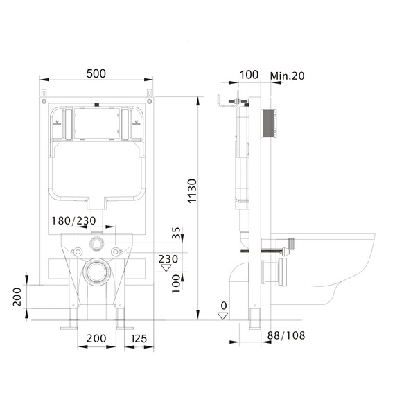 Инсталляция с подвесным унитазом комплект: SET AQUATEK МИЯ-MB-020 4в1 (рама AQUATEK Standard INS-0000020 + крепеж KKI-0000002 + клавиша KDI-0000020 + унитаз AQ2004-MB с тонким сиденьем soft-close) фото 14