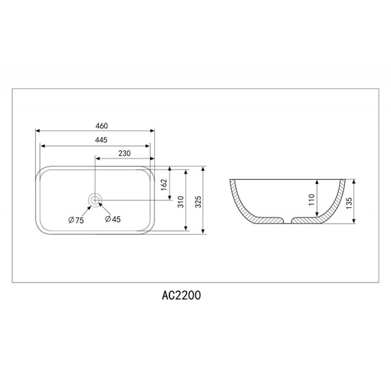 Раковина-чаша Abber Rechteck 46 см AC2200MB, черный матовый фото 11