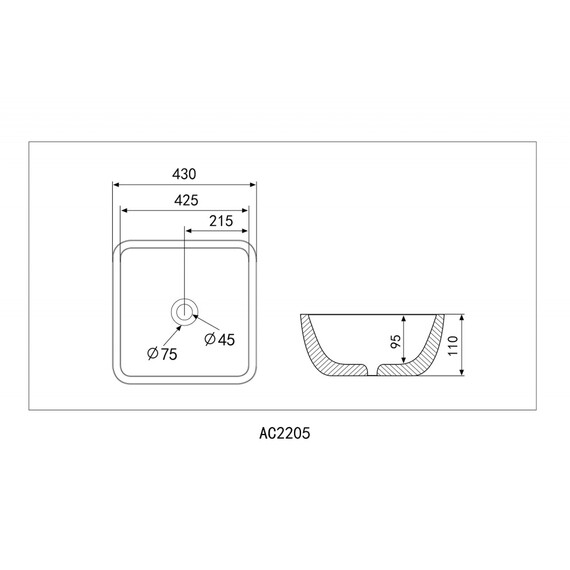 Раковина-чаша Abber Rechteck 43 см AC2205 фото 11
