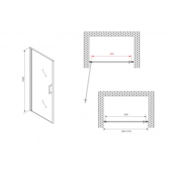 Душевая дверь Abber Sonnenstrand 100 см AG04100, хром/прозрачное, Цвет стекла: прозрачное, Цвет профиля: хром, Размер - мм: 1000 фото 18