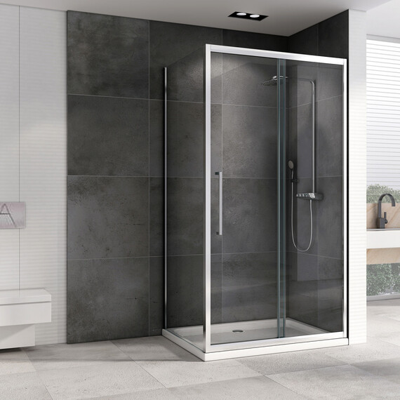 Душевое ограждение Abber Schwarzer Diamant 140х80 см AG30140H-S80, хром/прозрачное фото 3