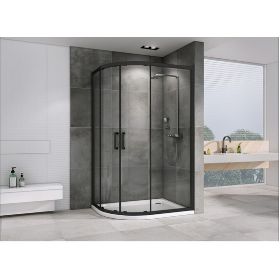 Душевое ограждение Abber Schwarzer Diamant 120x90 см AG01129B, чёрный/прозрачное фото 2