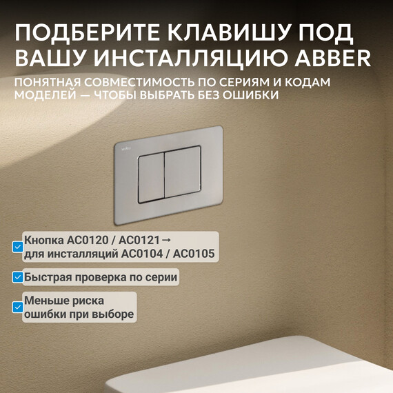 Кнопка смыва Abber AC0120MCH (кнопка металлическая) цвет хром матовый фото 3