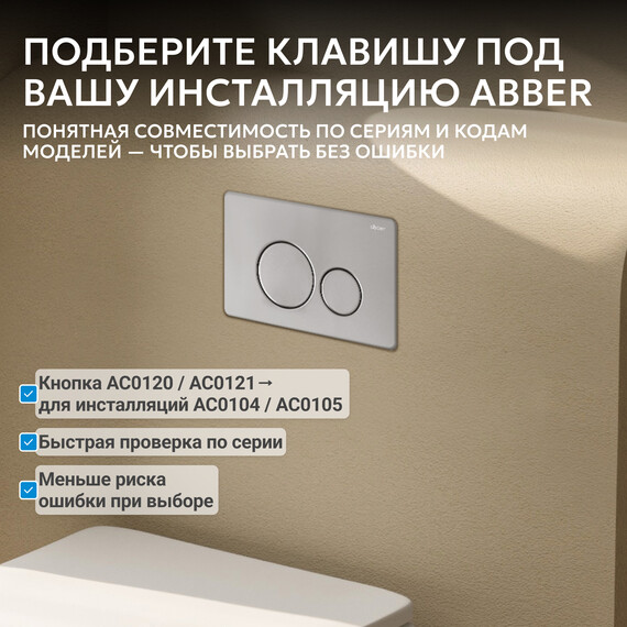 Кнопка смыва Abber AC0121MCH (кнопка металлическая) цвет хром матовый фото 3