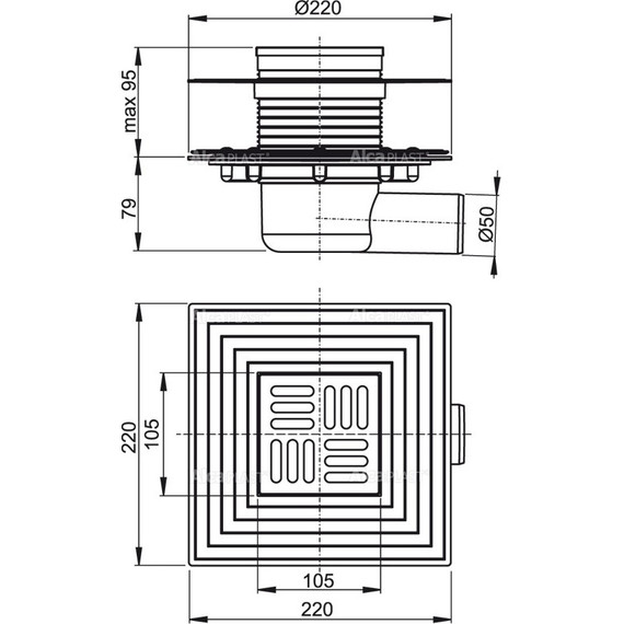 Сливной трап AlcaPlast APV1324 - 2 Сливной трап AlcaPlast APV1324 фото 2