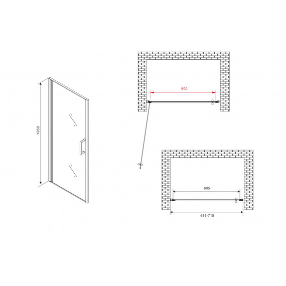 Душевая дверь Abber Sonnenstrand 70 см AG04070M, хром/матовое, Цвет стекла: матовое, Цвет профиля: хром, Размер - мм: 700 фото 17