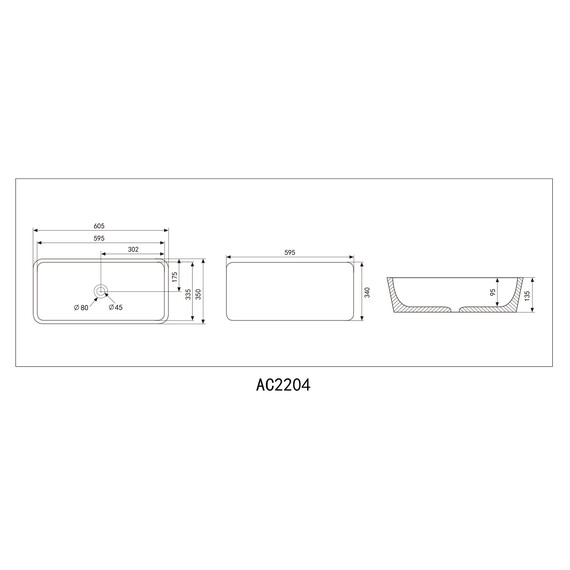 Раковина-чаша Abber Rechteck 60 см AC2204MG, серый матовый фото 10