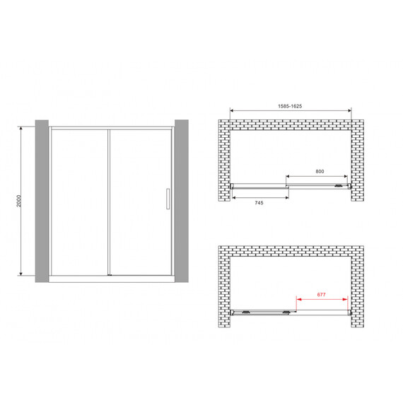Душевая дверь Abber Komfort 160 см AG93160B (стекло 8 мм), черный/прозрачное, Цвет стекла: прозрачное, Цвет профиля: чёрный, Размер - мм: 1600 фото 19
