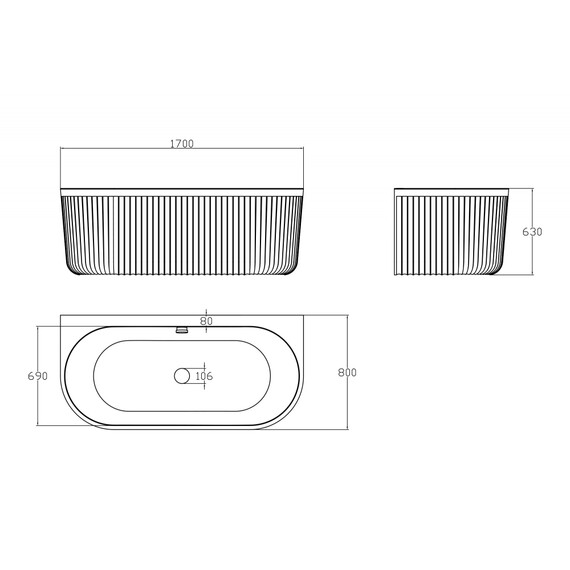 Ванна акриловая Abber Leipzig 170x80 см AM9916, белый матовый, Размер - мм: 1700x800 фото 10