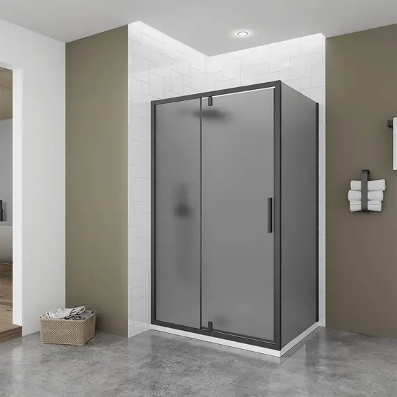 Душевое ограждение Veconi Ottimo 110х90 см OP20B-SP-11090-12-C9, чёрный/тонированное фото 