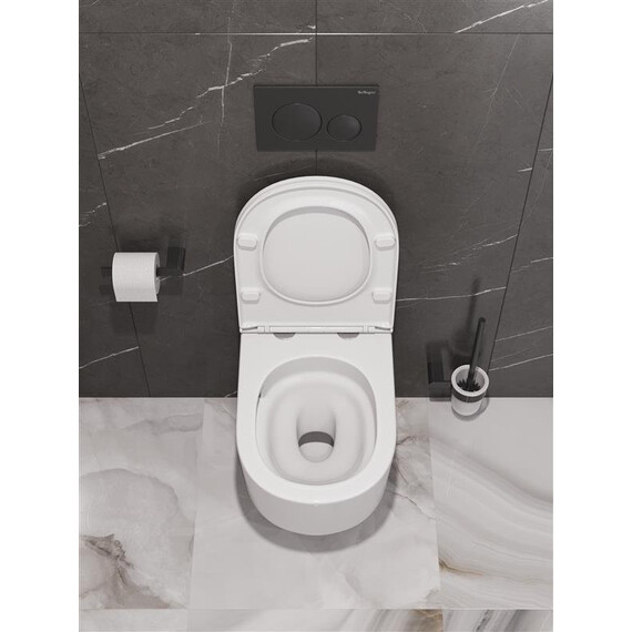 Унитаз подвесной безободковый BelBagno Unique BB007CH-TOR/SC с тонкой крышкой микролифт (Система смыва торнадо) фото 15