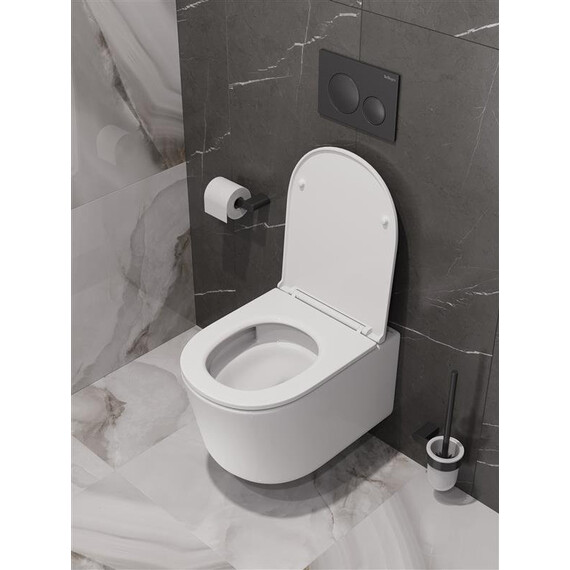 Унитаз подвесной безободковый BelBagno Unique BB007CH-TOR/SC с тонкой крышкой микролифт (Система смыва торнадо) фото 16