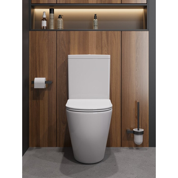 Унитаз-компакт безободковый Cezares Stylus-Tor CZR-538-CP-TOR с тонкой крышкой микролифт, кнопка брашированное золото (система смыва Торнадо) фото 8