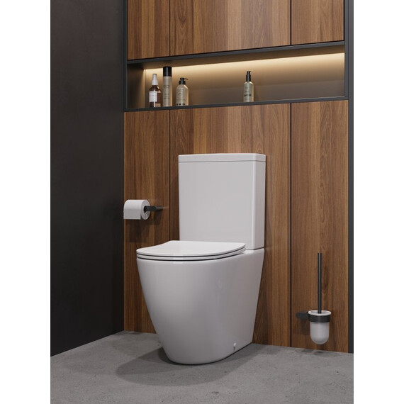 Унитаз-компакт безободковый Cezares Stylus-Tor CZR-538-CP-TOR с тонкой крышкой микролифт, кнопка оружейная сталь (система смыва Торнадо) фото 7