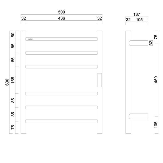 Полотенцесушитель электрический Abber Standard П6 500x600 мм AH4606SP, сатин фото 5