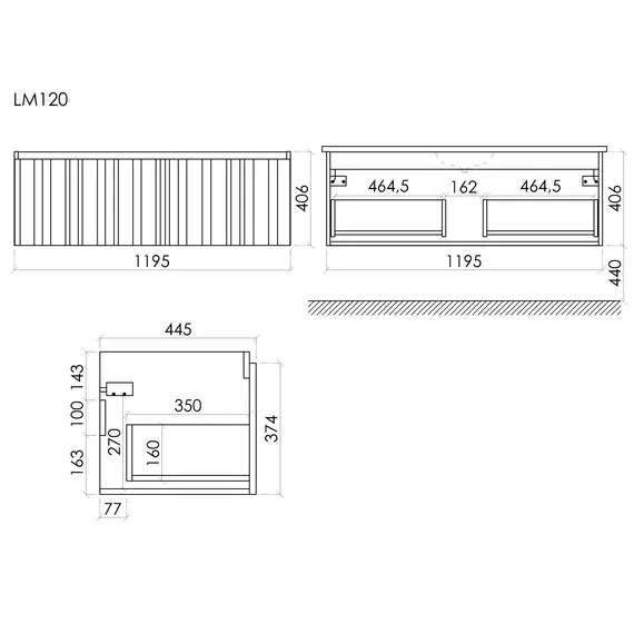 Тумба подвесная с раковиной Sancos Ламель 120 см LM120WG (раковина Grace CN7017) тёплый серый фото 9