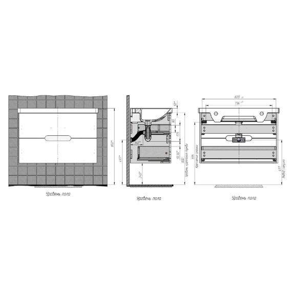 Тумба подвесная с раковиной-столешницей Briz Пола 90 см 236 03-18090-15 00 БЕЛ (раковина Грэйс 90) белый глянец фото 8
