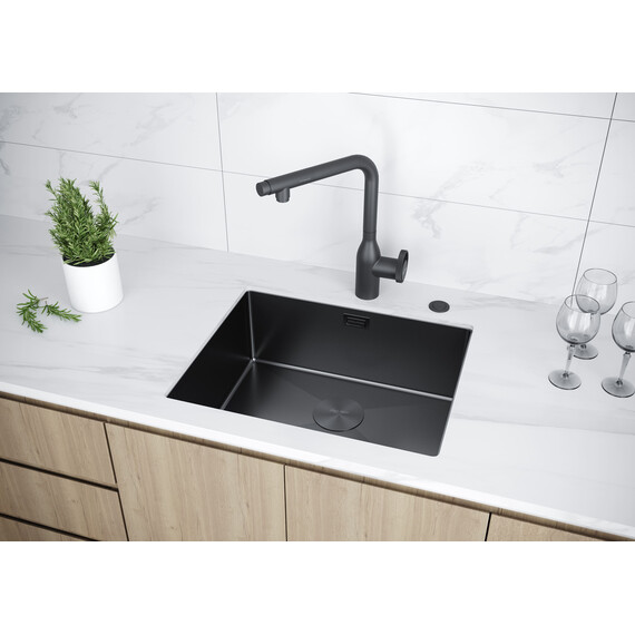 Кухонная мойка Paulmark Next 58 Uni 1,2 мм PM215844-MBN, чёрный матовый фото 5