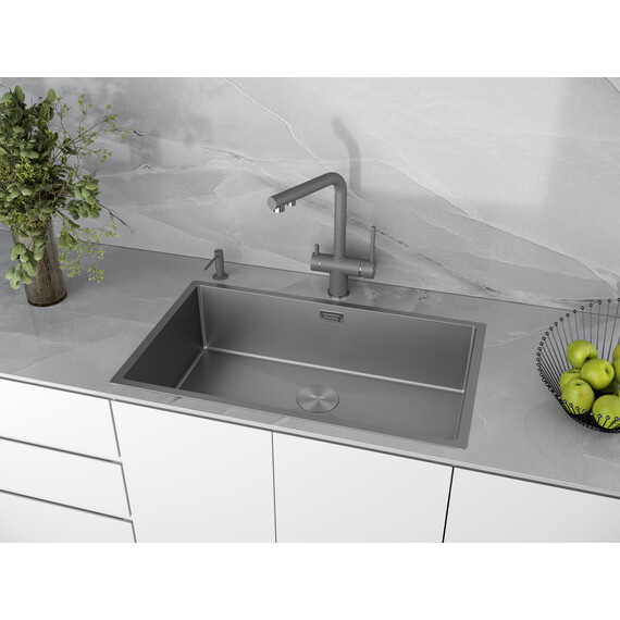 Кухонная мойка Paulmark Next 74 Uni 1,2 мм PM217444-MG, серый матовый фото 5