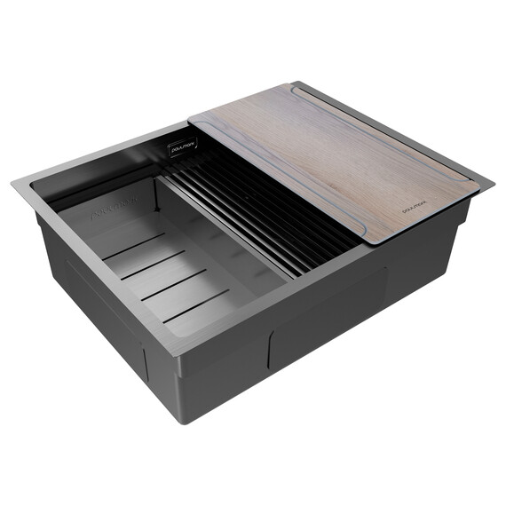 Кухонная мойка Paulmark Next-multi sink 58 Uni 1,2 мм PM785845-GM, вороненая сталь фото 3