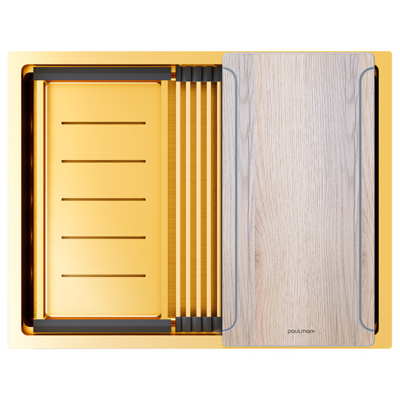 Кухонная мойка Paulmark Next-multi sink 58 Uni 1,2 мм PM785845-BG, золото брашированное фото 2