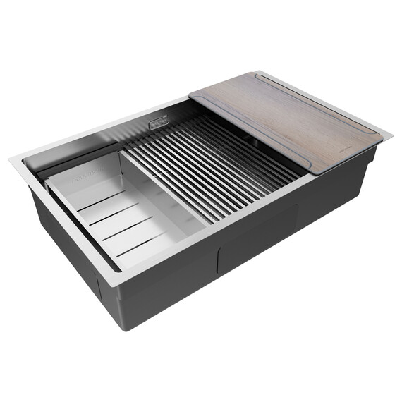 Кухонная мойка Paulmark Next-multi sink 74 Uni 1,2 мм PM787445-BS, сталь брашированная фото 3
