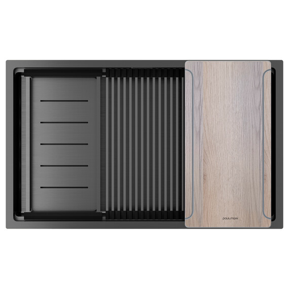 Кухонная мойка Paulmark Next-multi sink 74 Uni 1,2 мм PM787445-GM, вороненая сталь фото 2
