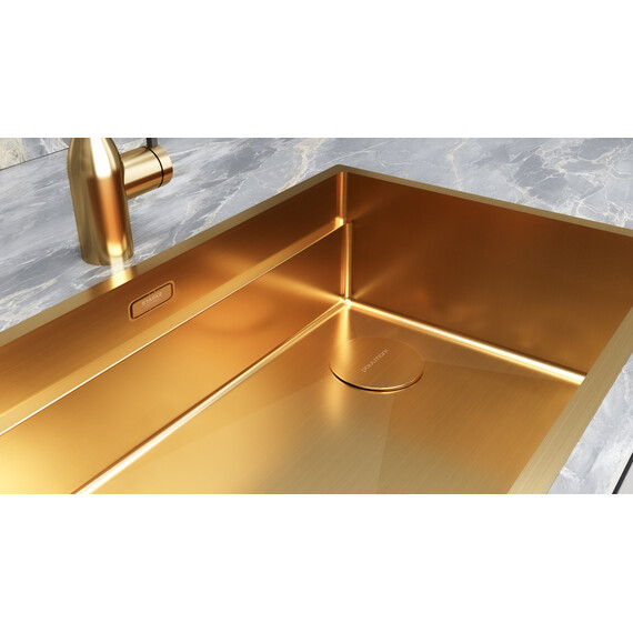 Кухонная мойка Paulmark Next-multi sink 74 Uni 1,2 мм PM787445-BG, золото брашированное фото 4
