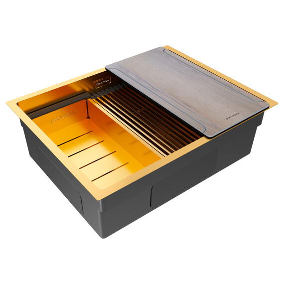 Кухонная мойка Paulmark Next-multi sink 58 Uni 1,2 мм PM785845-BG, золото брашированное фото 3