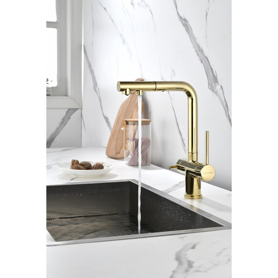 Смеситель для кухни Paulmark Serpentine Se213222-G, золото фото 8