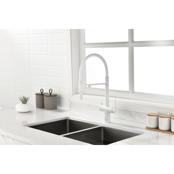 Смеситель для кухни Paulmark Gravity Gr213888-WH, белый матовый фото 3
