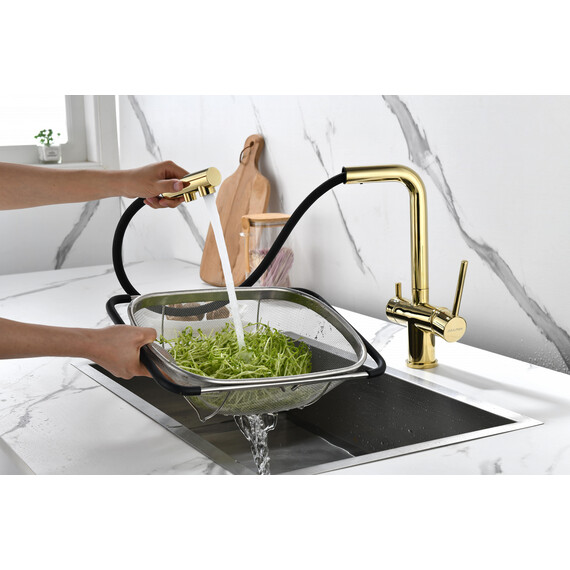 Смеситель для кухни Paulmark Serpentine Se213222-G, золото фото 12