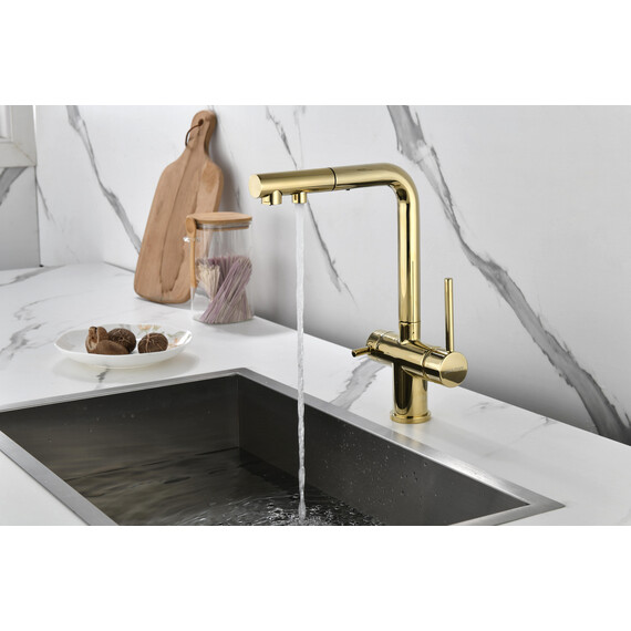 Смеситель для кухни Paulmark Serpentine Se213222-G, золото фото 6